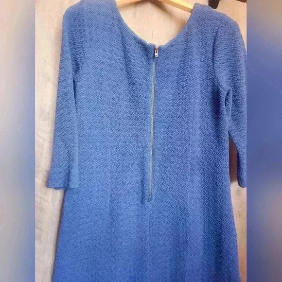 Anthropologie Ganni Lousa Shift Dress Mini Blue 3/4 Sleeves Size Small - Picture 8 of 9